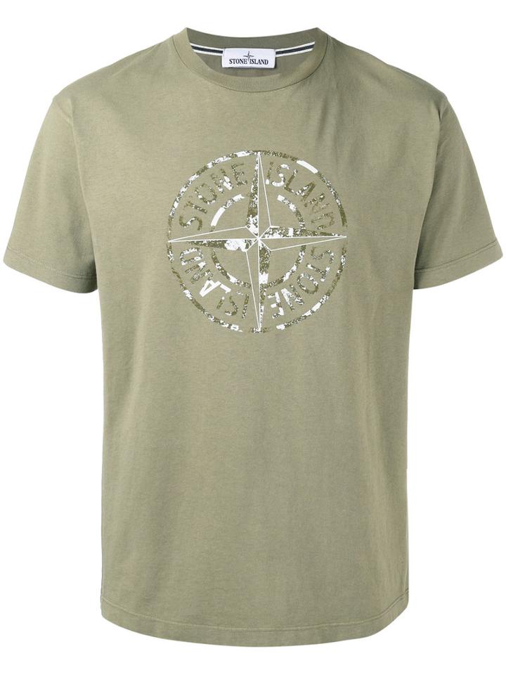 Stone Island - Logo Print T-shirt - Men - Cotton - L, Green, Cotton