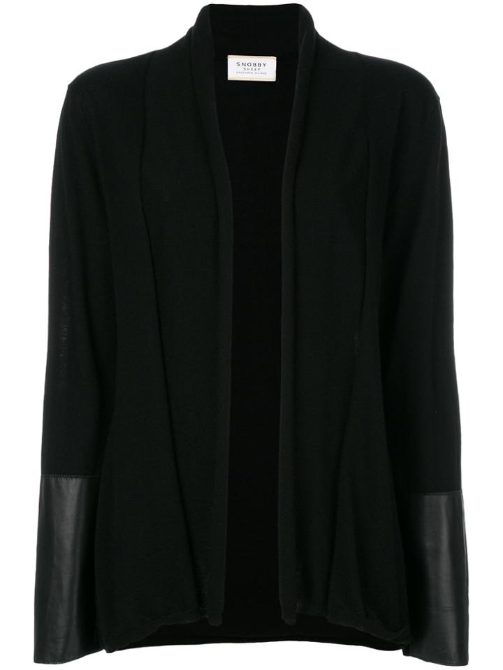 Snobby Sheep Contrast-cuff Knitted Cardigan - Black