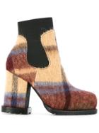 Sacai Checked Ankle Boots - Brown