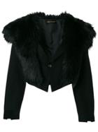 Comme Des Garçons Vintage Faux-fur Collar Cropped Jacket - Black