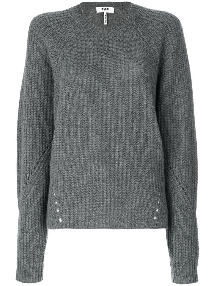 Msgm Ribbed Knit Jumper - Grey