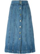 Frame Denim A-line Buttoned Denim Skirt, Women's, Size: 26, Blue, Cotton