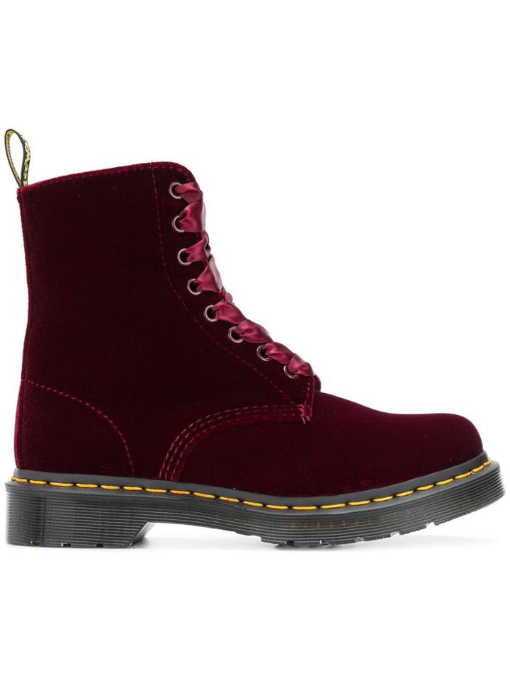 Dr. Martens Velvet Ankle Boots - Red