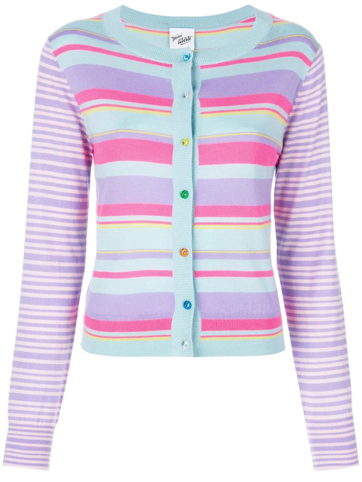 Michel Klein Button Striped Cardigan - Pink & Purple