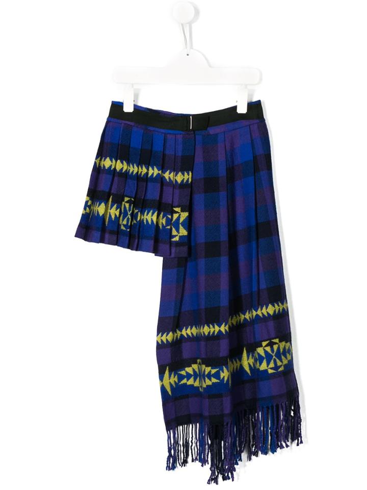 Cinzia Araia Kids Teen Asymmetric Checked Skirt - Purple
