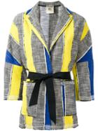 Semicouture Arthur Belted Jacket, Size: Large, Grey, Cotton/polyamide/spandex/elastane