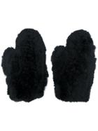 Yves Salomon Mitten Gloves - Black