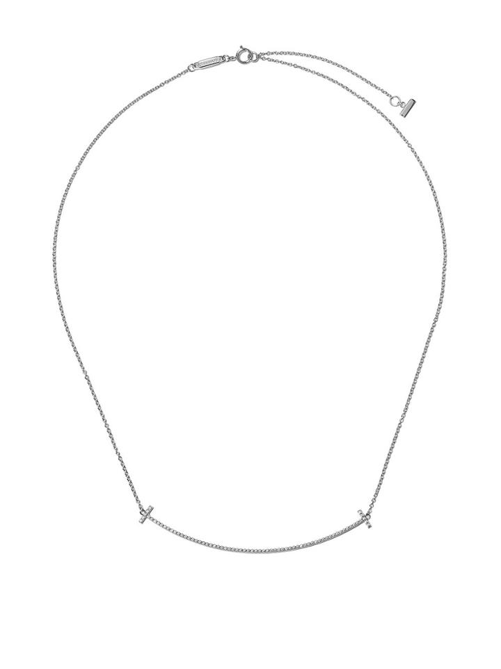 Tiffany & Co 18kt White Gold Tiffany T Smile Diamond Pendant Necklace