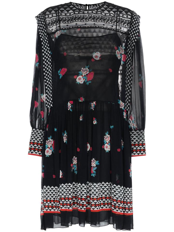 Philosophy Di Lorenzo Serafini Floral Print Drop Waist Dress - Black