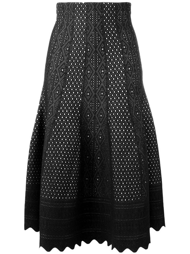 Alexander Mcqueen - Scallop Edge Lace Skirt - Women - Silk/polyester/viscose - M, Black, Silk/polyester/viscose