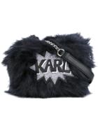 Karl Lagerfeld Fuzzi Cross-body Bag, Women's, Blue, Leather/polyester/polyurethane