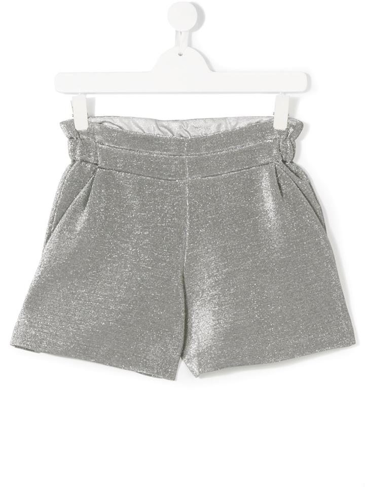 Fendi Kids Glitter High-waisted Shorts - Grey