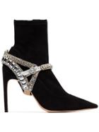 Sophia Webster Black Lorena 100 Crystal Embellished Velvet Boots