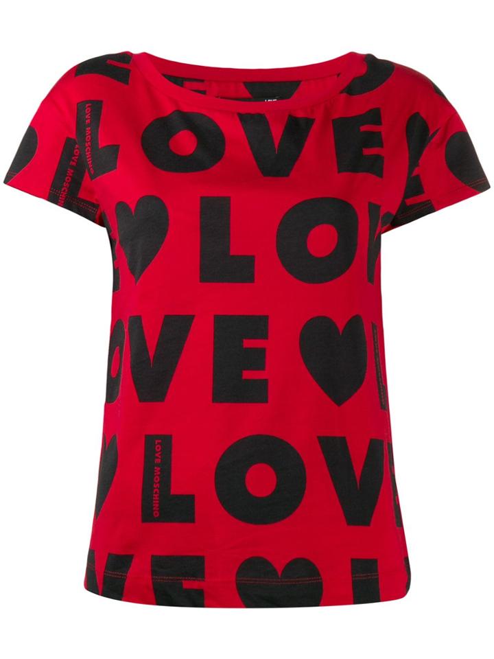 Love Moschino Repeat Logo Print T-shirt - Red