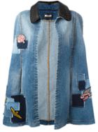 Just Cavalli Denim Patchwork Cape, Women's, Size: 40, Blue, Cotton/spandex/elastane/polyurethane/cotton