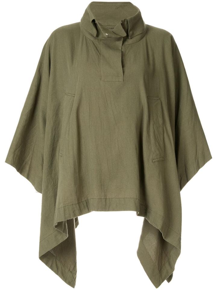 Blueflag + Kiminori Morishita Draped Poncho Jacket - Green