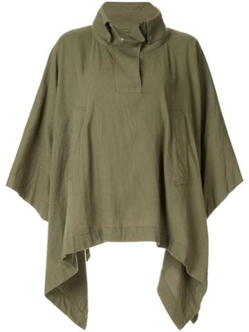 Blueflag + Kiminori Morishita Draped Poncho Jacket - Green