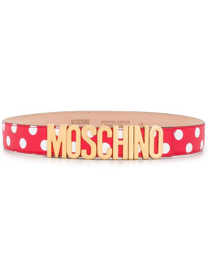 Moschino Polka Dotted Logo Belt - Red