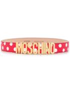 Moschino Polka Dotted Logo Belt - Red