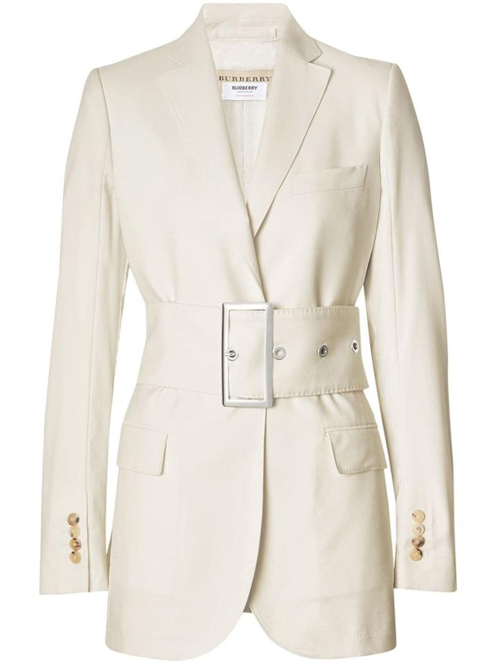Burberry Wool Belted Blazer - White