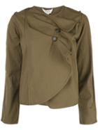 Sea Draped Panel Blouse - Green