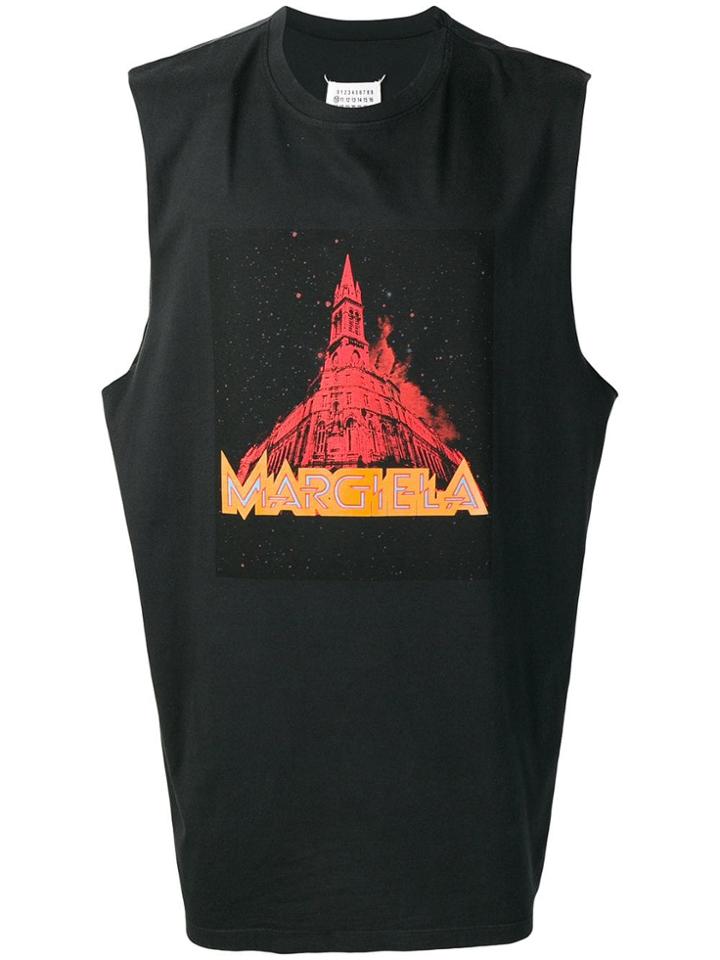 Maison Margiela Sleeveless Logo T-shirt - Black