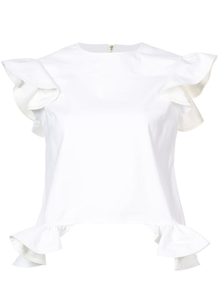 Harvey Faircloth Angel Sleeve Ruffle Detail Blouse - White