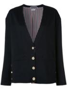 Thom Browne - Cashmere Rear Crab Patch Cardigan - Women - Silk/cashmere - 40, Blue, Silk/cashmere