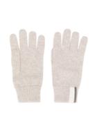 Brunello Cucinelli Kids Beaded Ribbed Detail Gloves - Neutrals