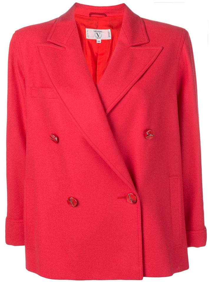 Valentino Vintage 1980's Peaked Double Breasted Jacket - Pink