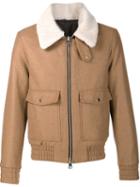 Ami Alexandre Mattiussi Shearling Collar Jacket, Men's, Size: Small, Brown, Cotton/sheep Skin/shearling/polyamide/wool