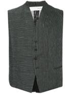 Isabel Benenato Striped Waistcoat - Black