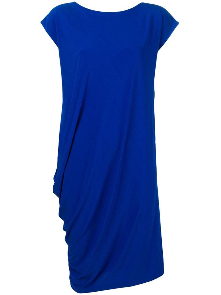 Issey Miyake Gathered Hem Midi Dress - Blue