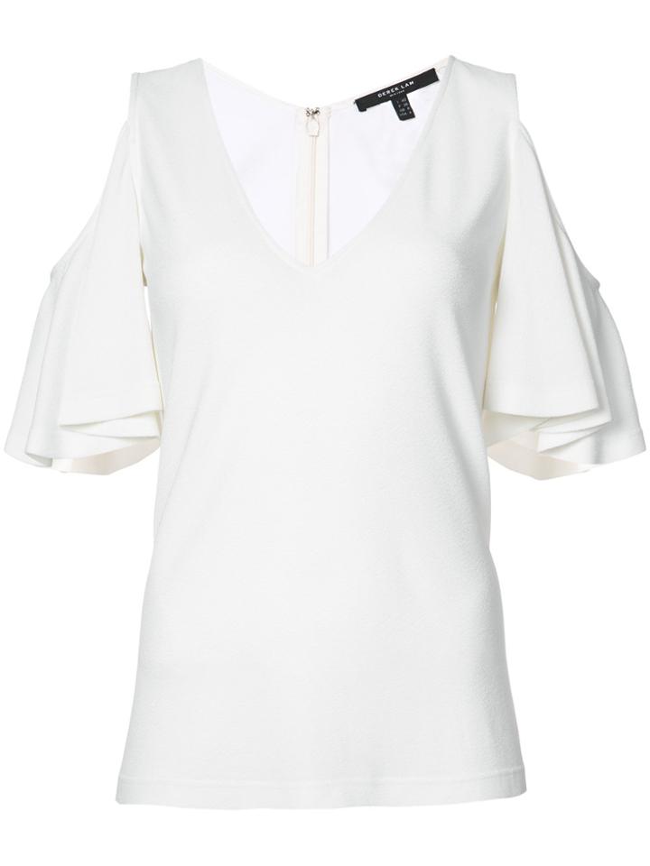 Derek Lam V-neck Cold Shoulder Blouse - White