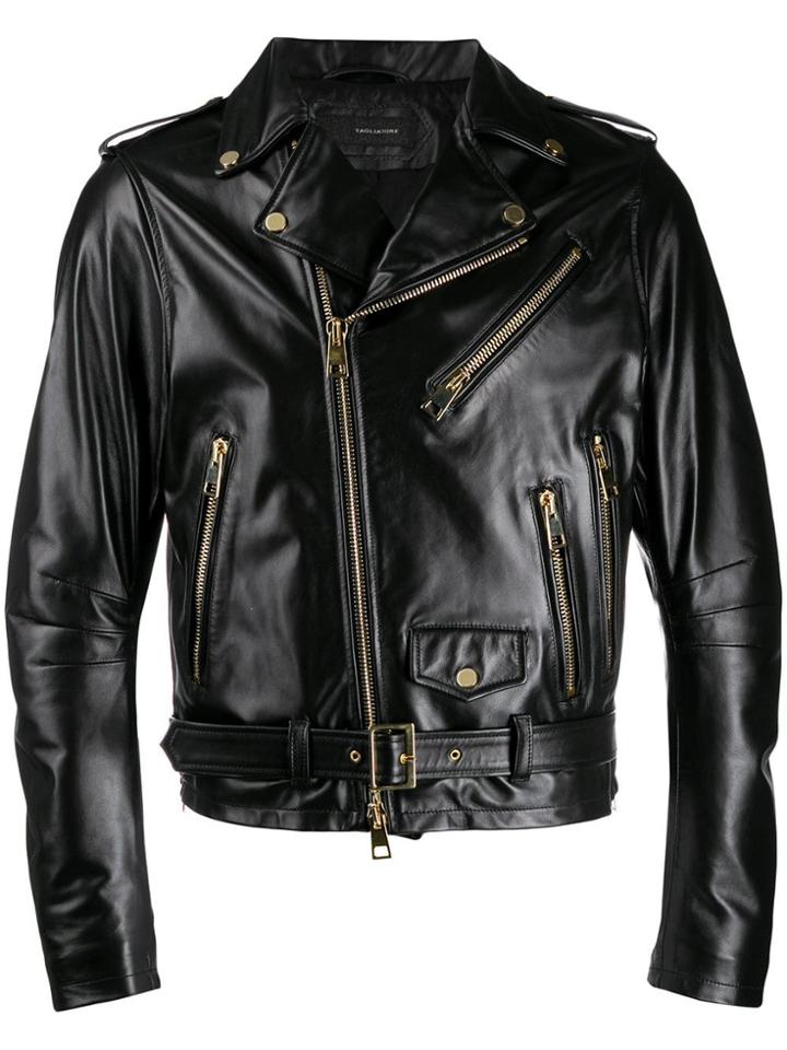 Tagliatore Leather Biker Jacket - Black