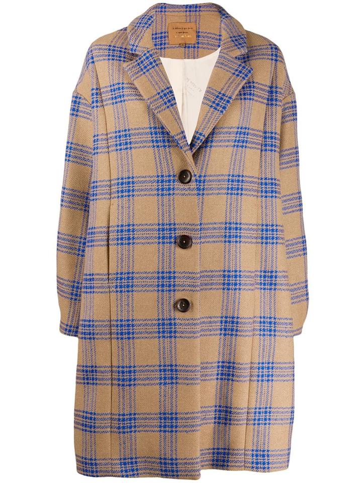 Alessia Santi Check Single Breasted Coat - Black
