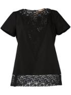 No21 Lace Detail Blouse, Women's, Size: 40, Black, Cotton