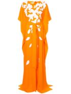 Oscar De La Renta Leaf-appliquéd Caftan - Yellow & Orange
