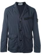 Stone Island Logo Patch Padded Jacket, Men's, Size: Large, Blue, Cotton/polyamide/polyurethane Resin