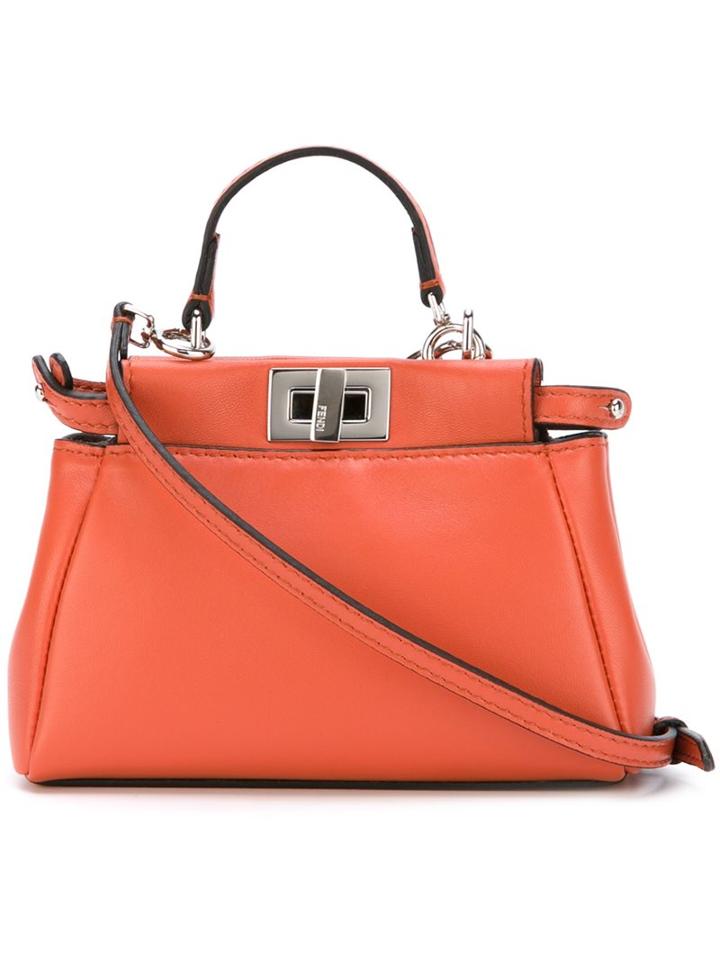 Fendi Micro 'peekaboo' Crossbody Bag, Women's, Yellow/orange