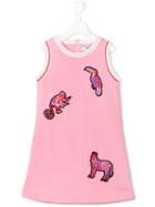 Msgm Kids - Animal Appliqué Dress - Kids - Cotton - 10 Yrs, Pink/purple