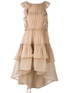 Alberta Ferretti Sleeveless Tiered Ruffle Dress, Women's, Size: 40, Pink/purple, Silk