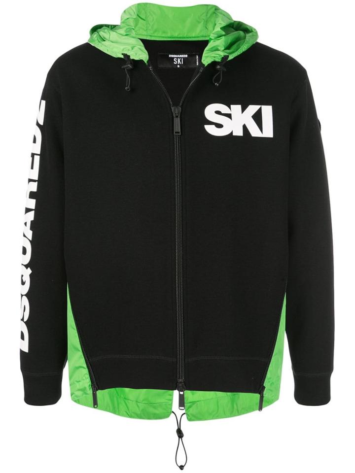 Dsquared2 Logo Panelled Hooded Jacket - Black