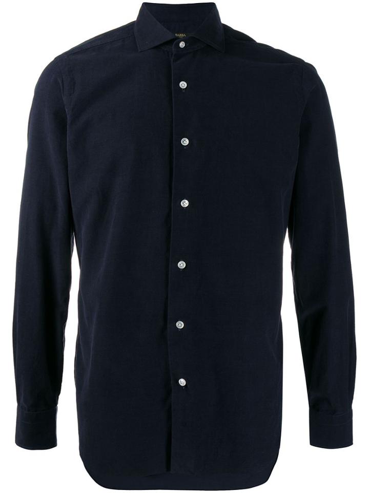 Barba Brushed Corduroy Shirt - Blue