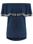 Andrea Bogosian Off Shoulder Top, Women's, Size: Medium, Blue, Cotton