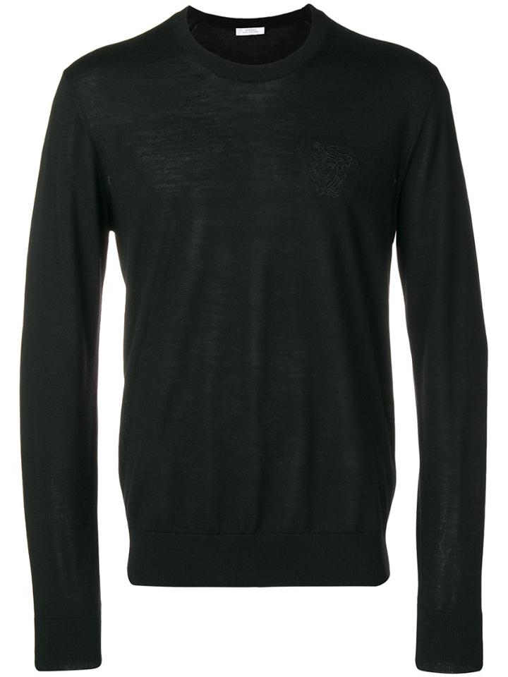 Versace Collection Embroidered Logo Sweater - Black