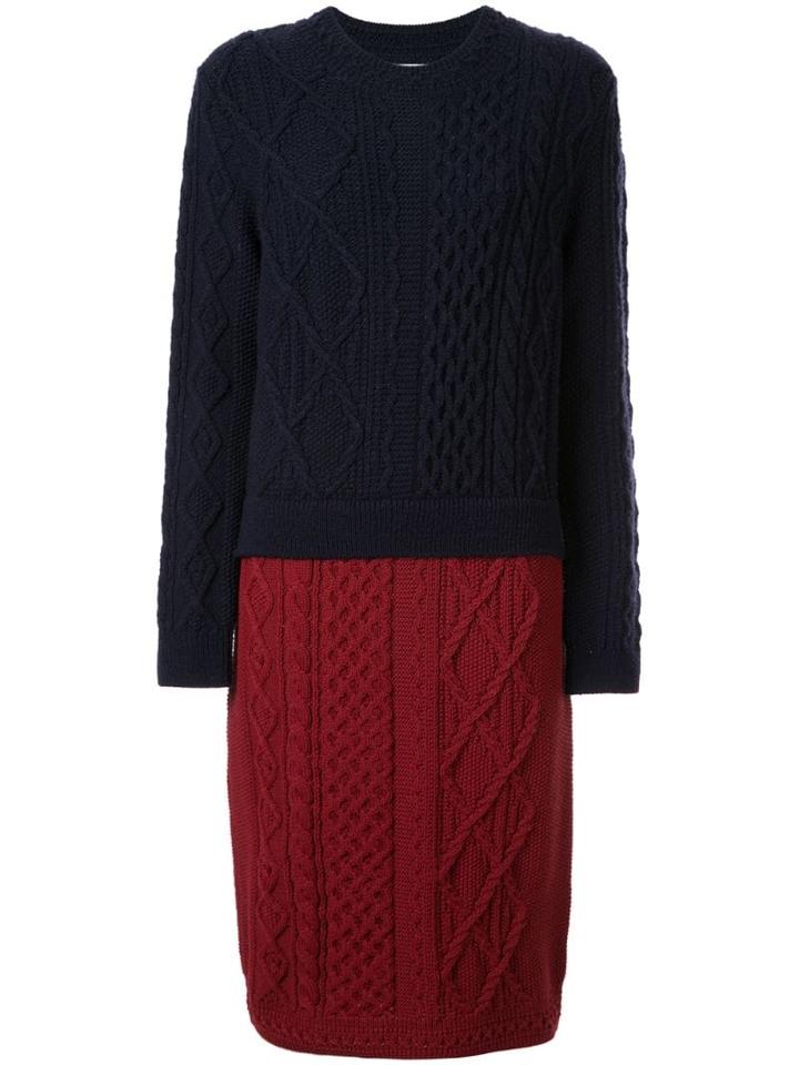 Coohem Aran Patchwork Knitted Dress - Blue