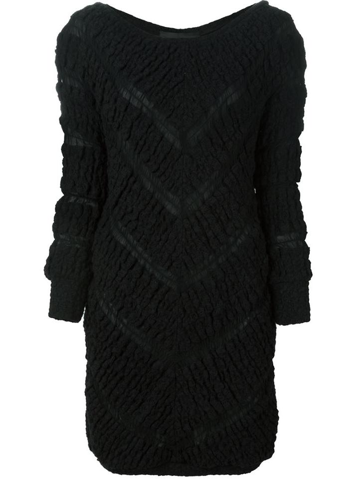 Jay Ahr Chevron Pattern Mini Dress, Women's, Size: 36, Black, Silk/cotton/polyester