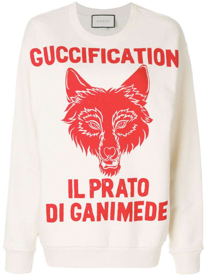 Gucci Il Prato Di Ganimede Guccification Print Sweater - Nude &