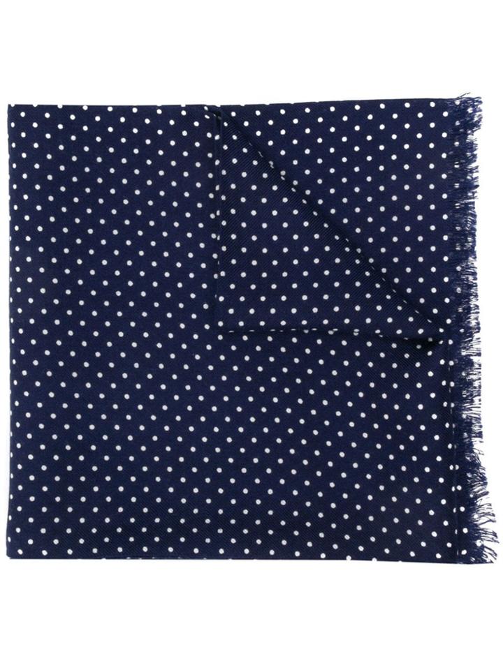 Tom Ford Frayed Polka Dots Scarf - Blue
